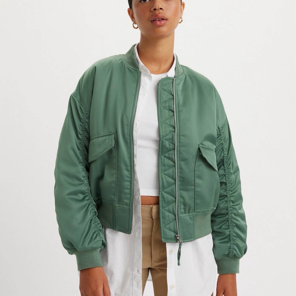 LEVI'S | Green Satin Bomber Jacket - Small